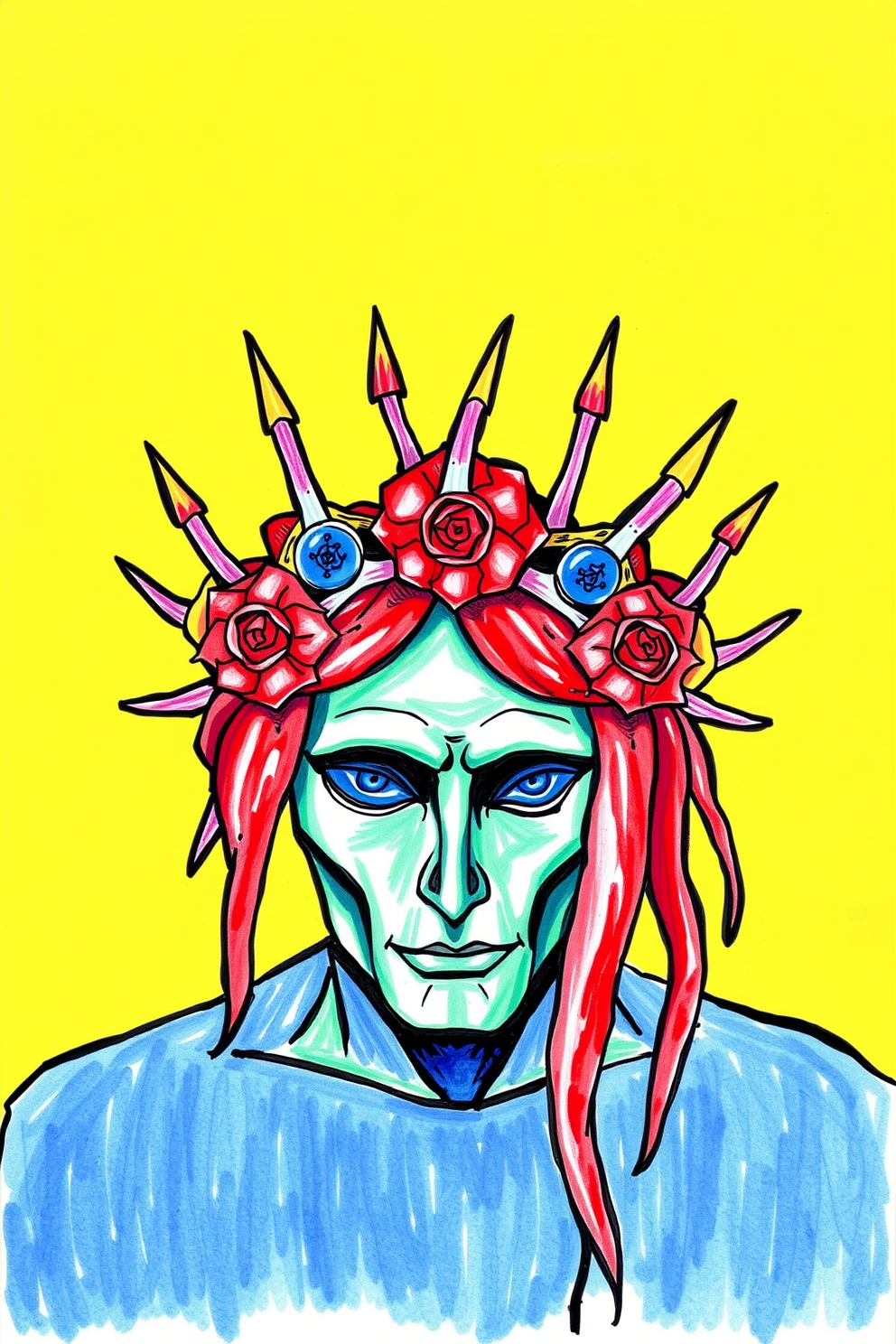 Colorful Crown of Thorns Drawing