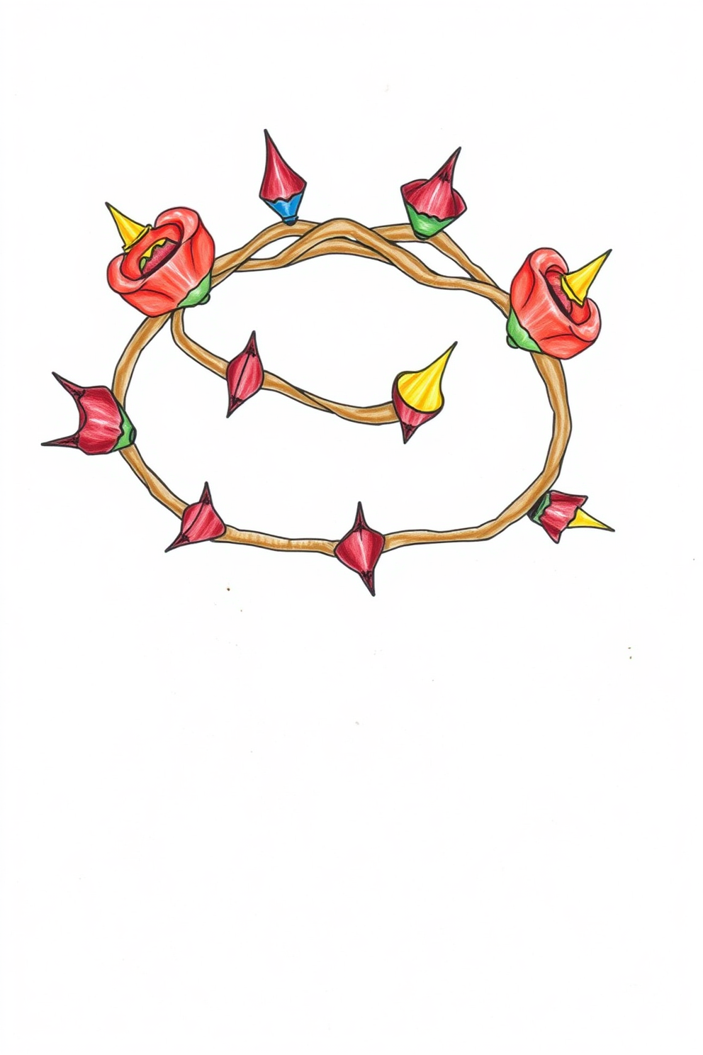 Colorful Crown of Thorns Drawing