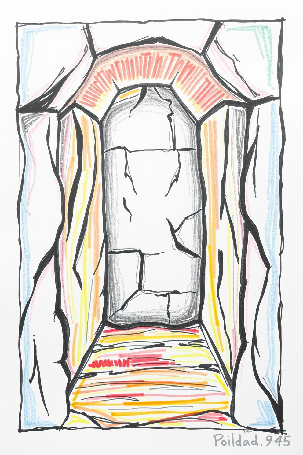 Colorful Empty Tomb Sketch Drawing
