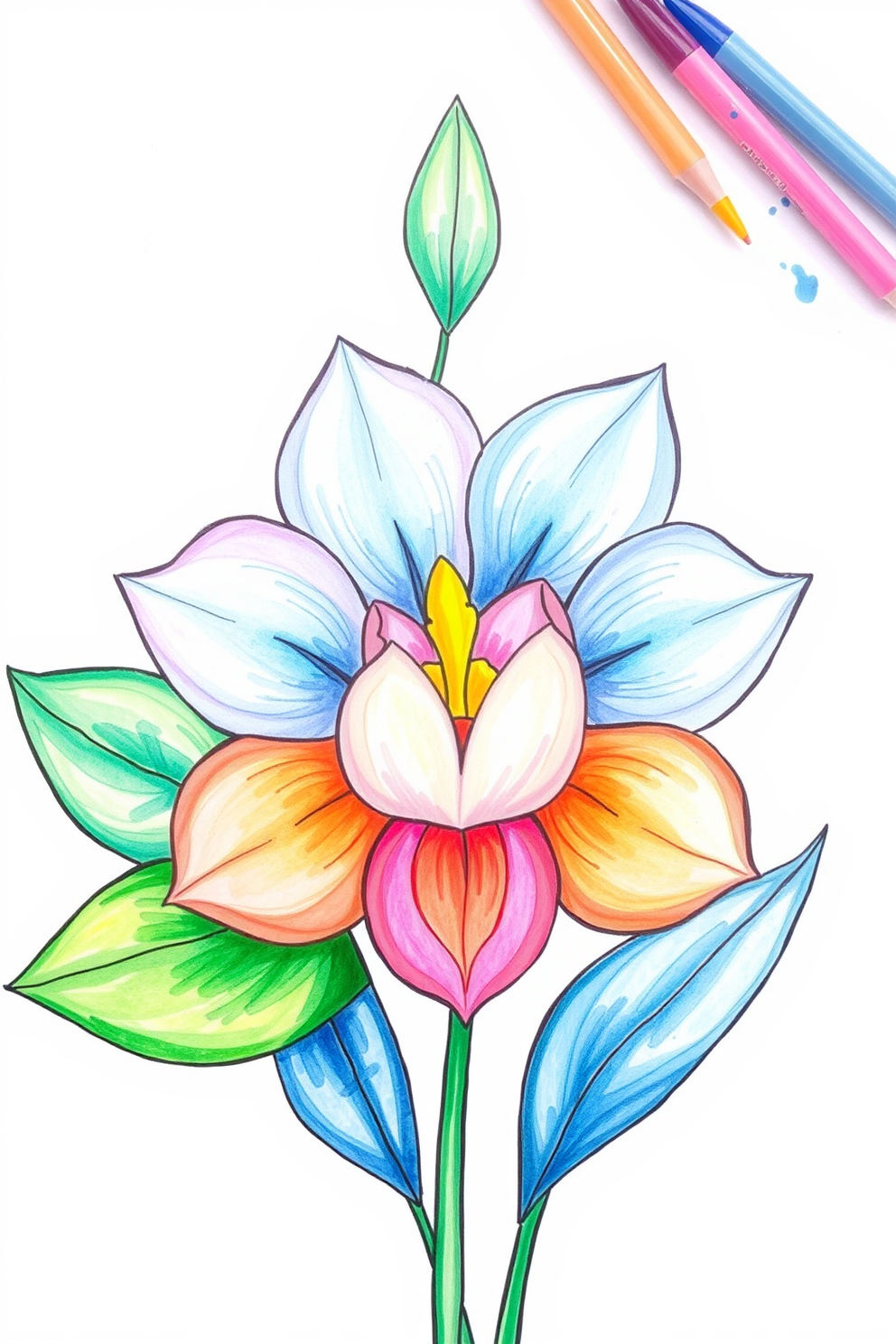 Colorful Flower Drawing