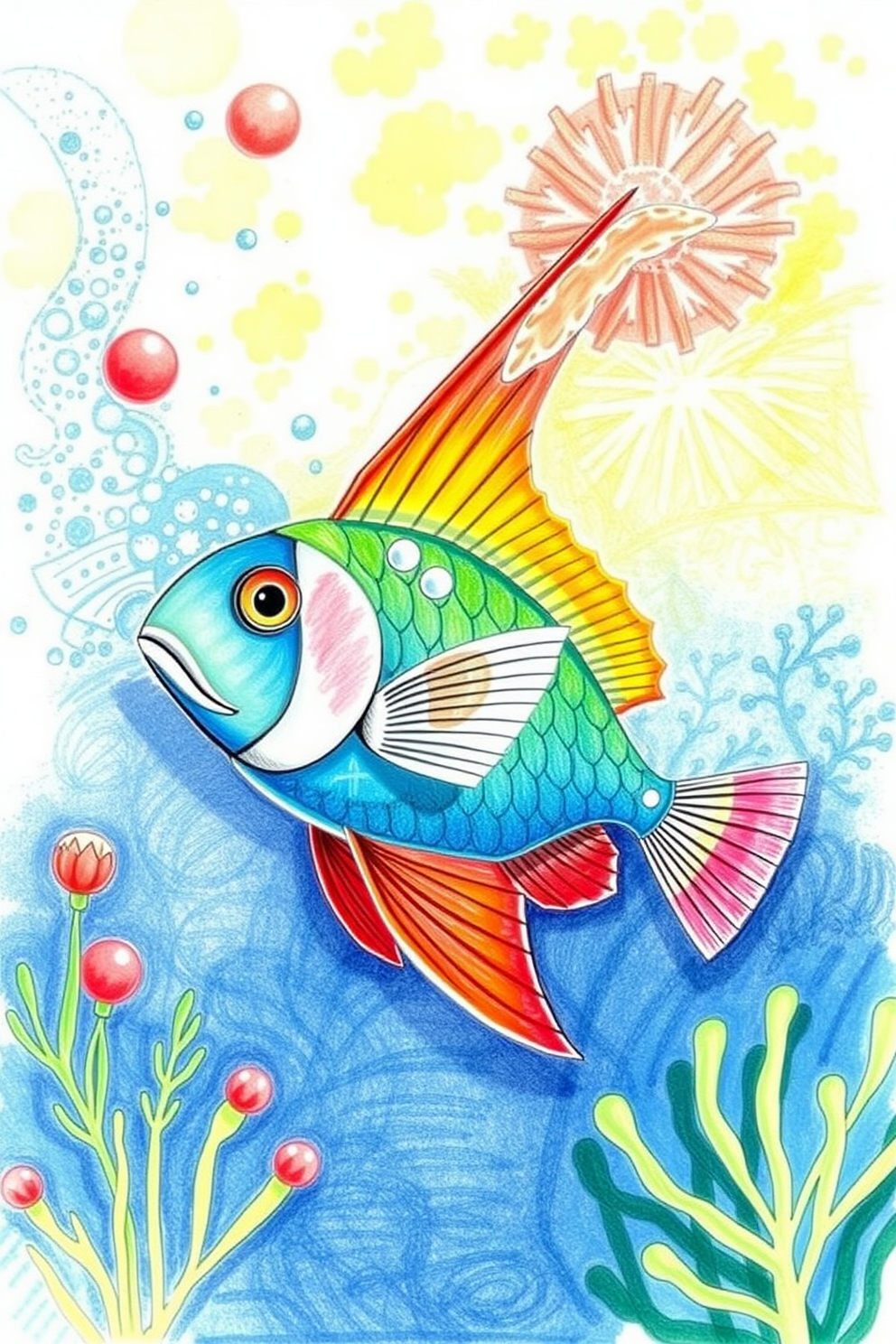 Colorful Ichthys Drawing in Nature