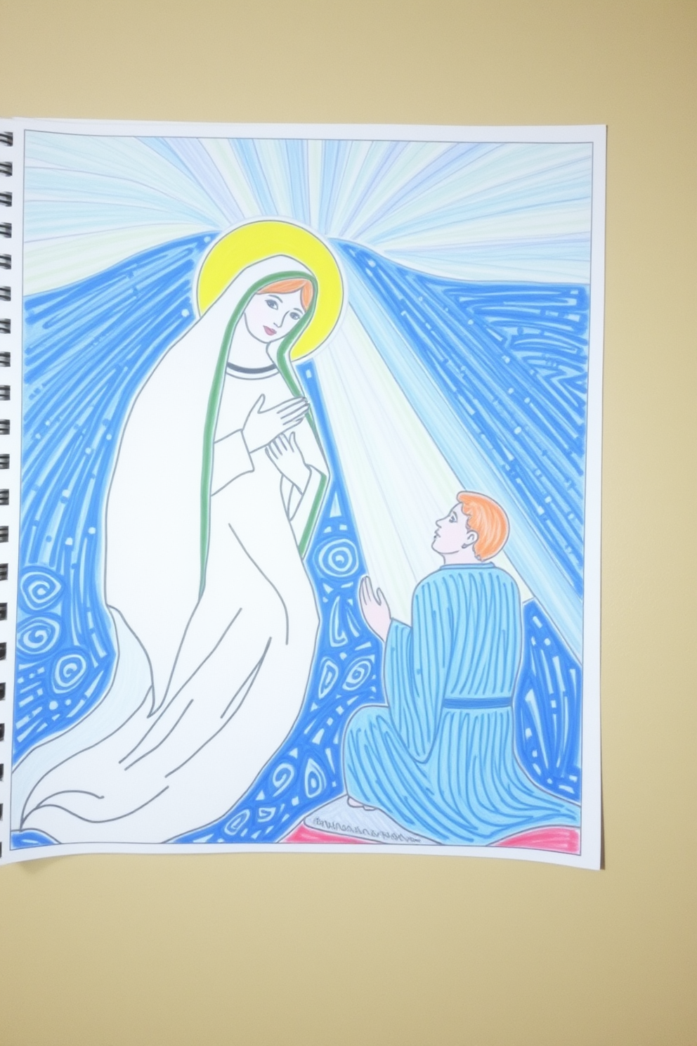 Colorful Immaculate Conception Scene Drawing