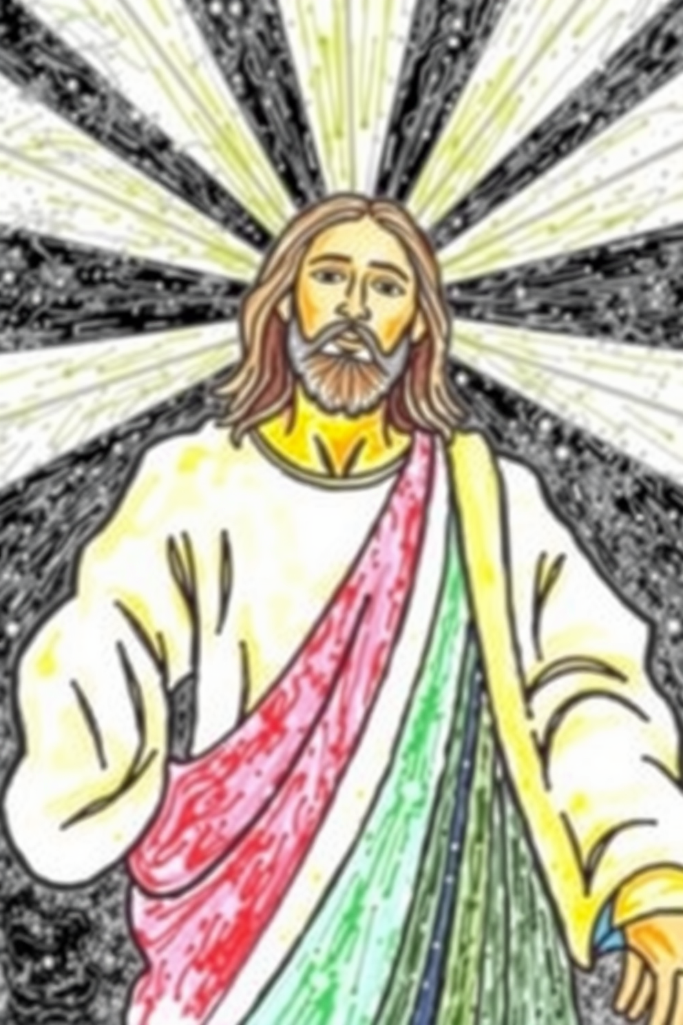Colorful Jesus, the Light of the World Drawing