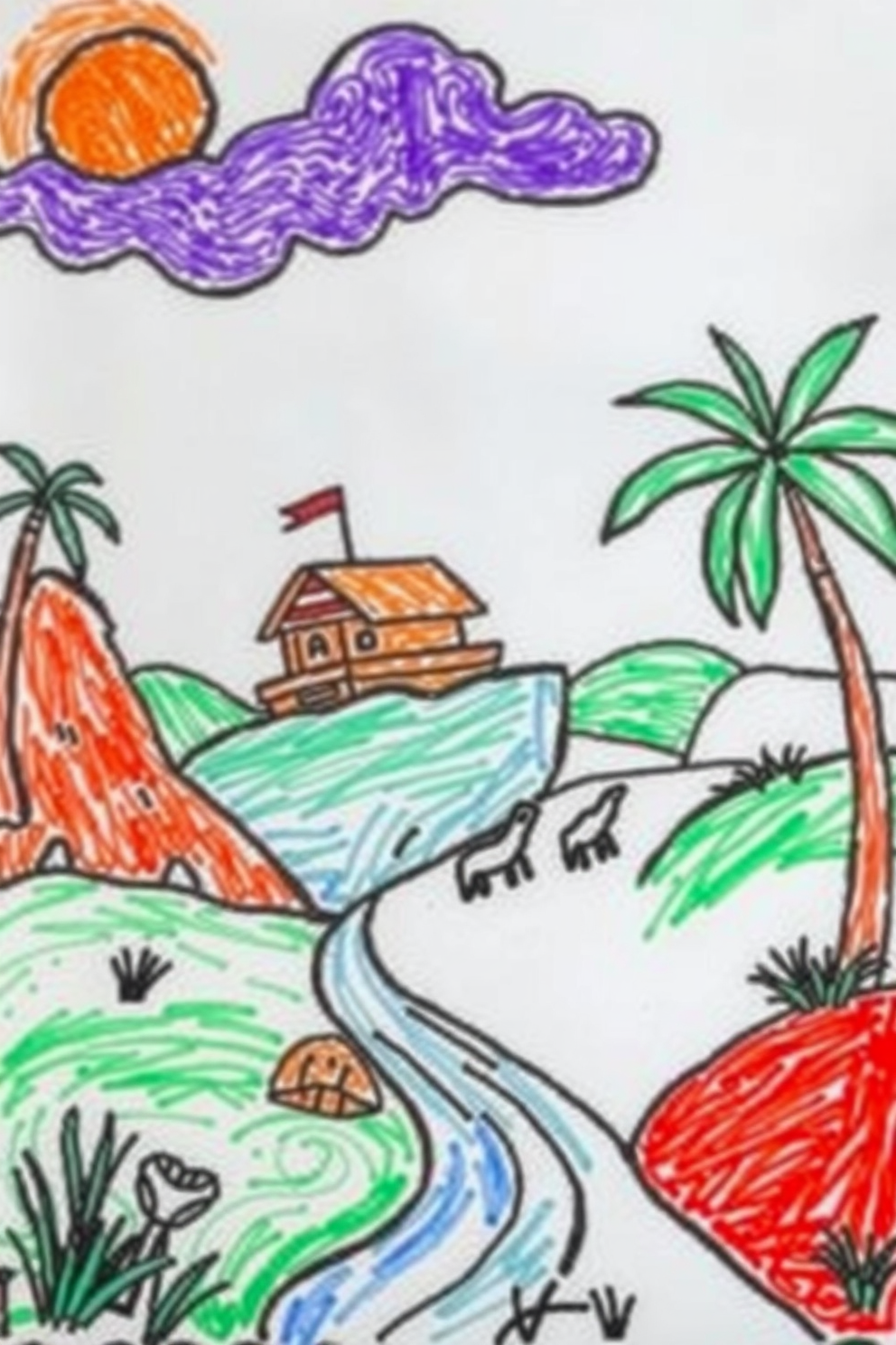 Colorful Noah's Ark Drawing