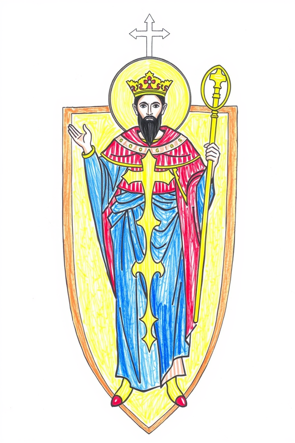 Colorful Saints Shield Drawing