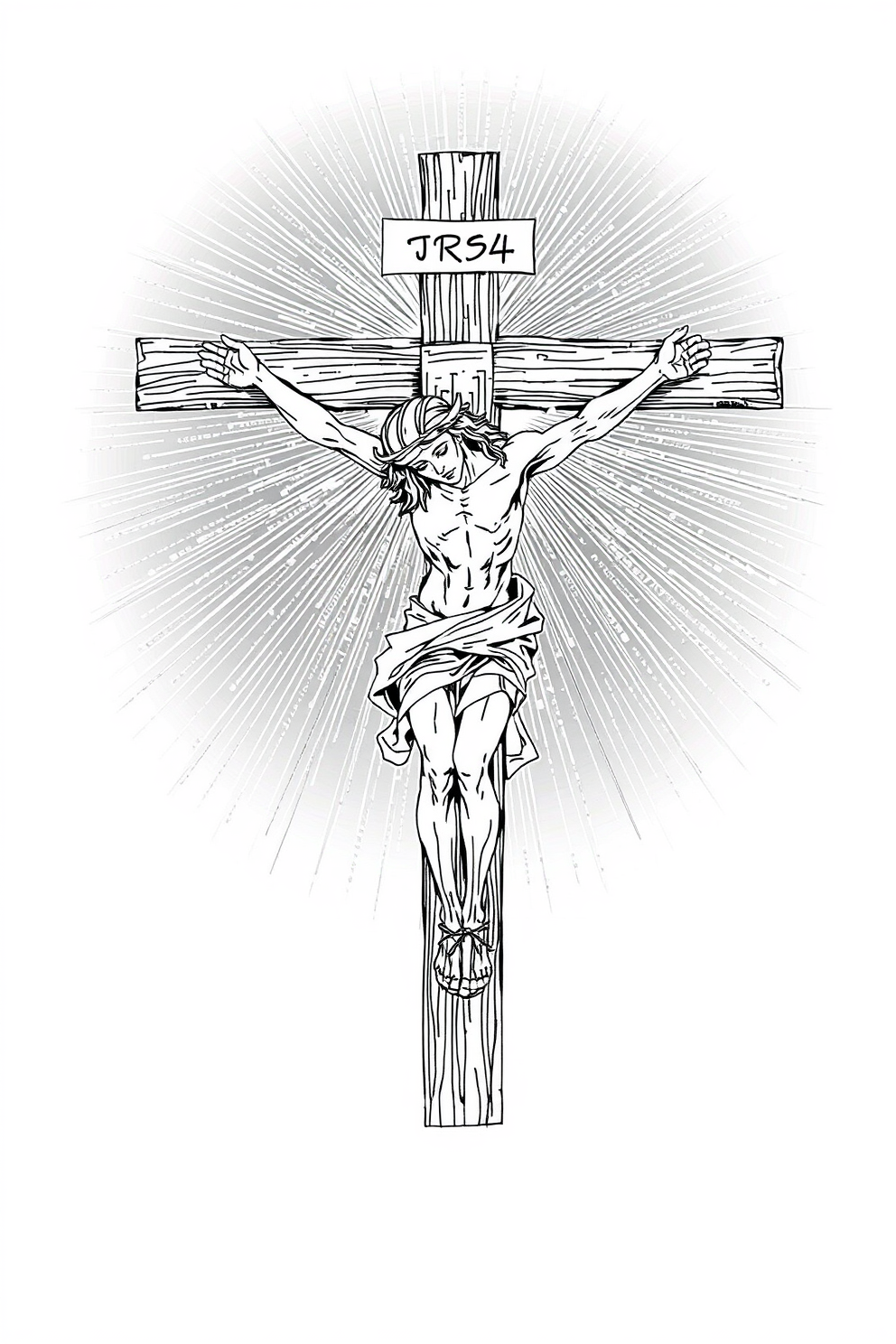 Crucifixion of Jesus Line Drawing