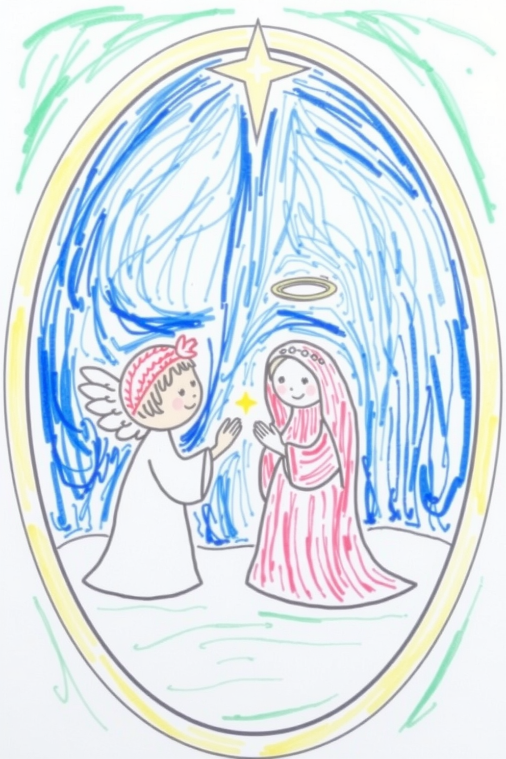 Cute Angel Visit to Mary Drawing