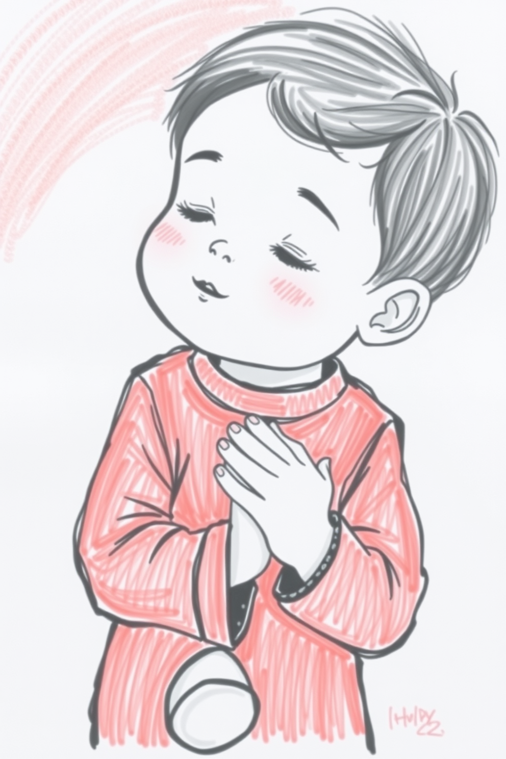 Cute Child Praying Drawing