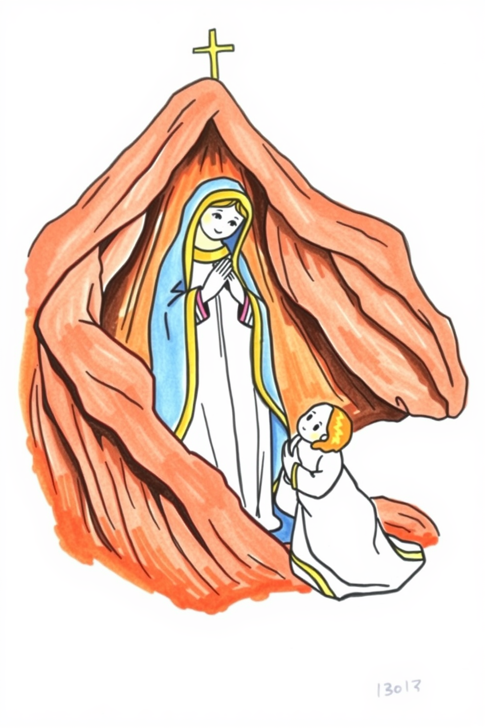 Cute Immaculate Conception Sketch Drawing