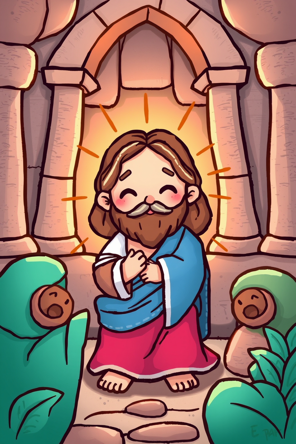 Cute Jesus in the Temple Drawing
