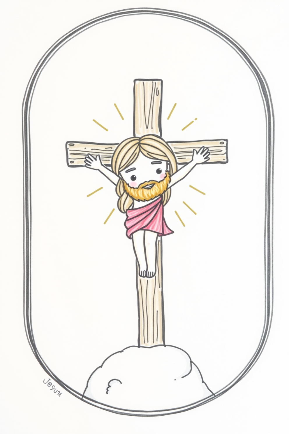 Cute Jesus on the Cross Drawing