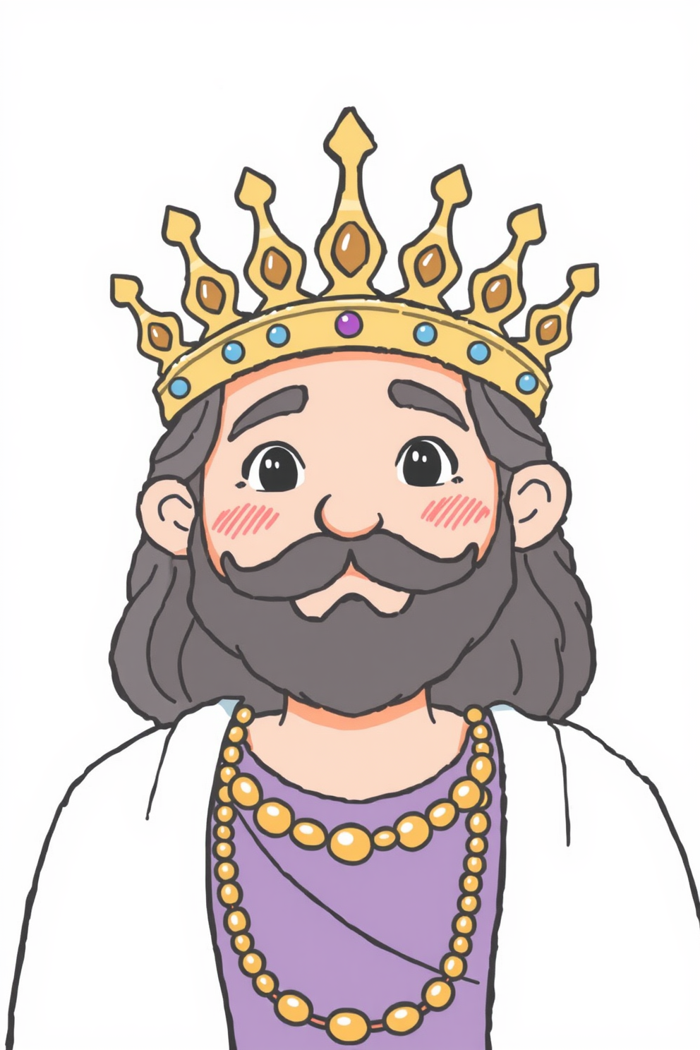 Cute King Solomon with a Crown Drawing