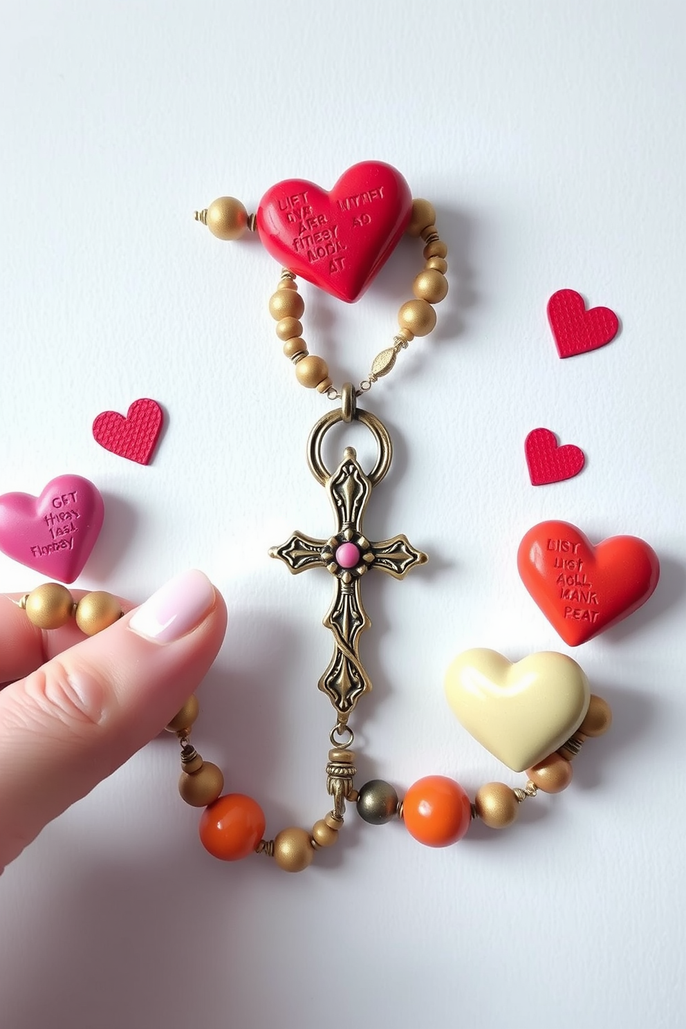 Cute Rosary Drawing with Hearts