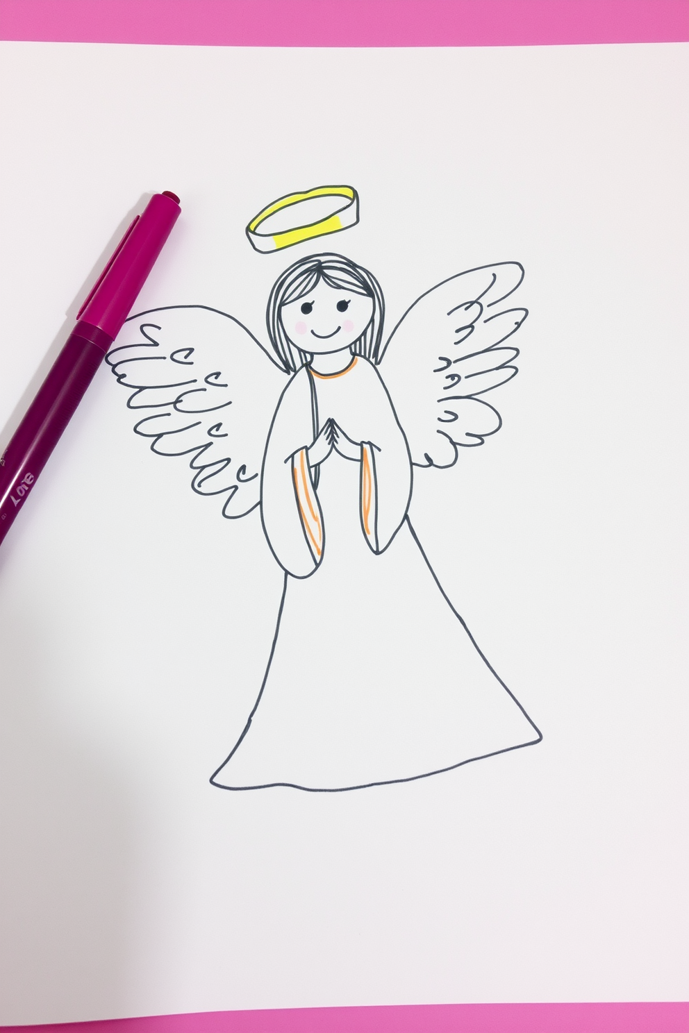 Doodle Angel Visit to Mary Drawing
