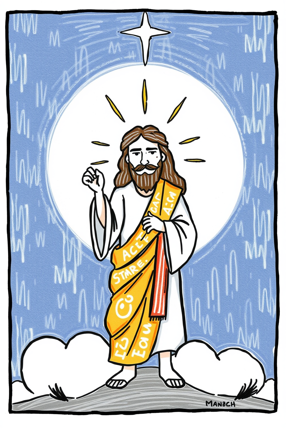 Doodle Jesus Calms the Storm Drawing