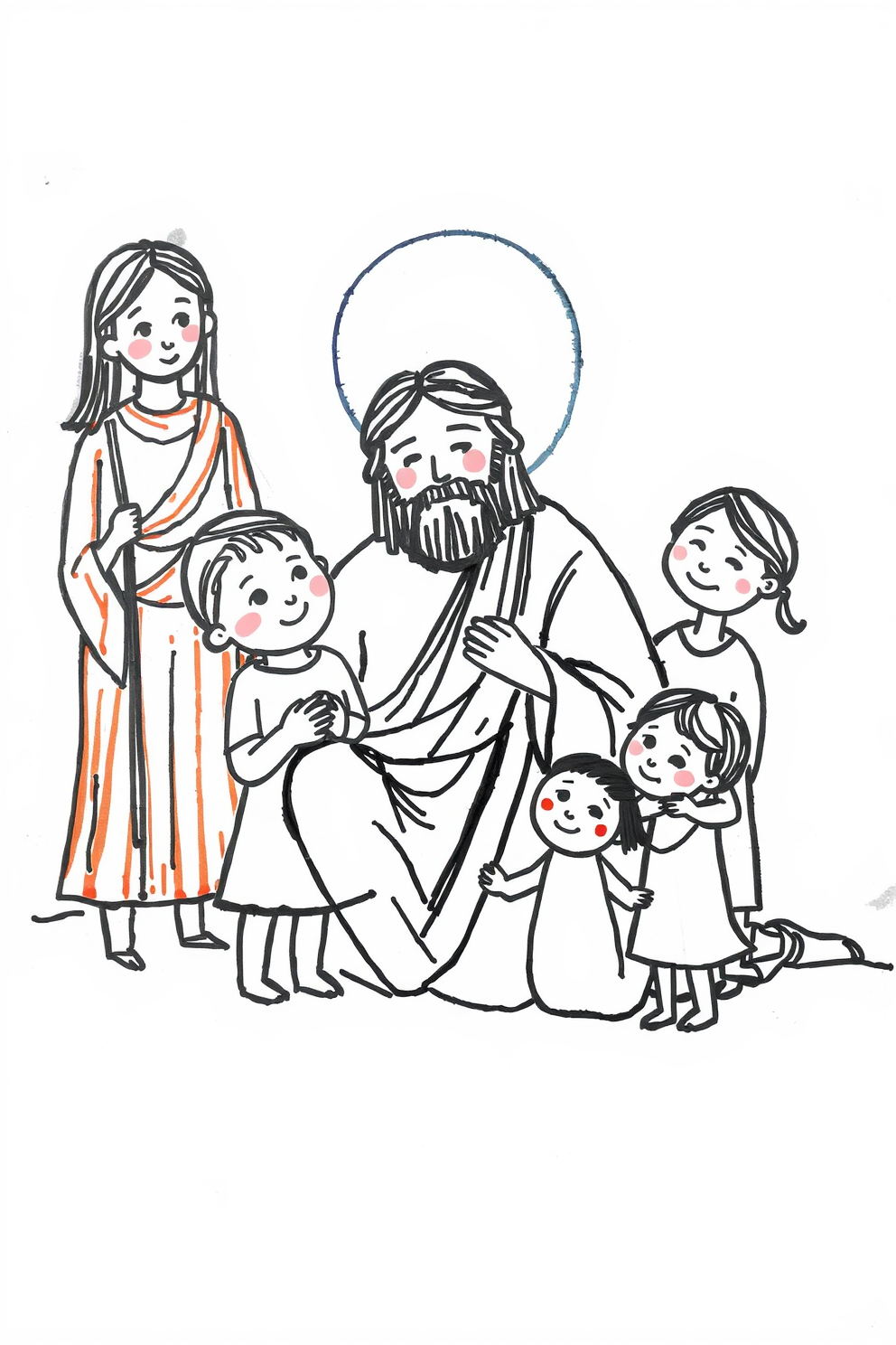 Doodle Jesus with Children Drawing