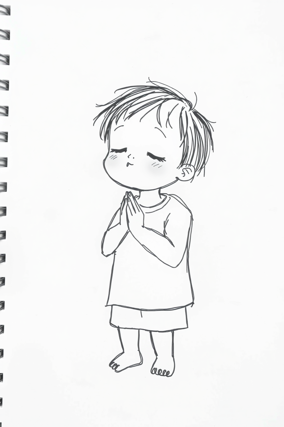 Doodle of a Child Praying