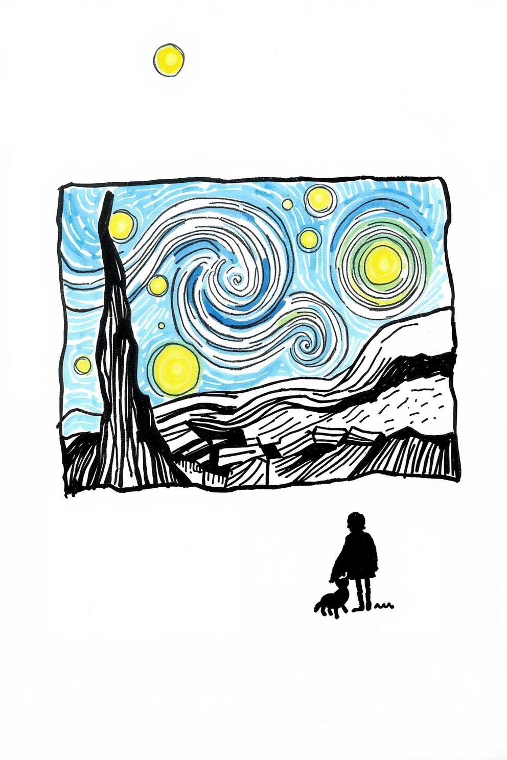 Doodle of a Starry Night drawing