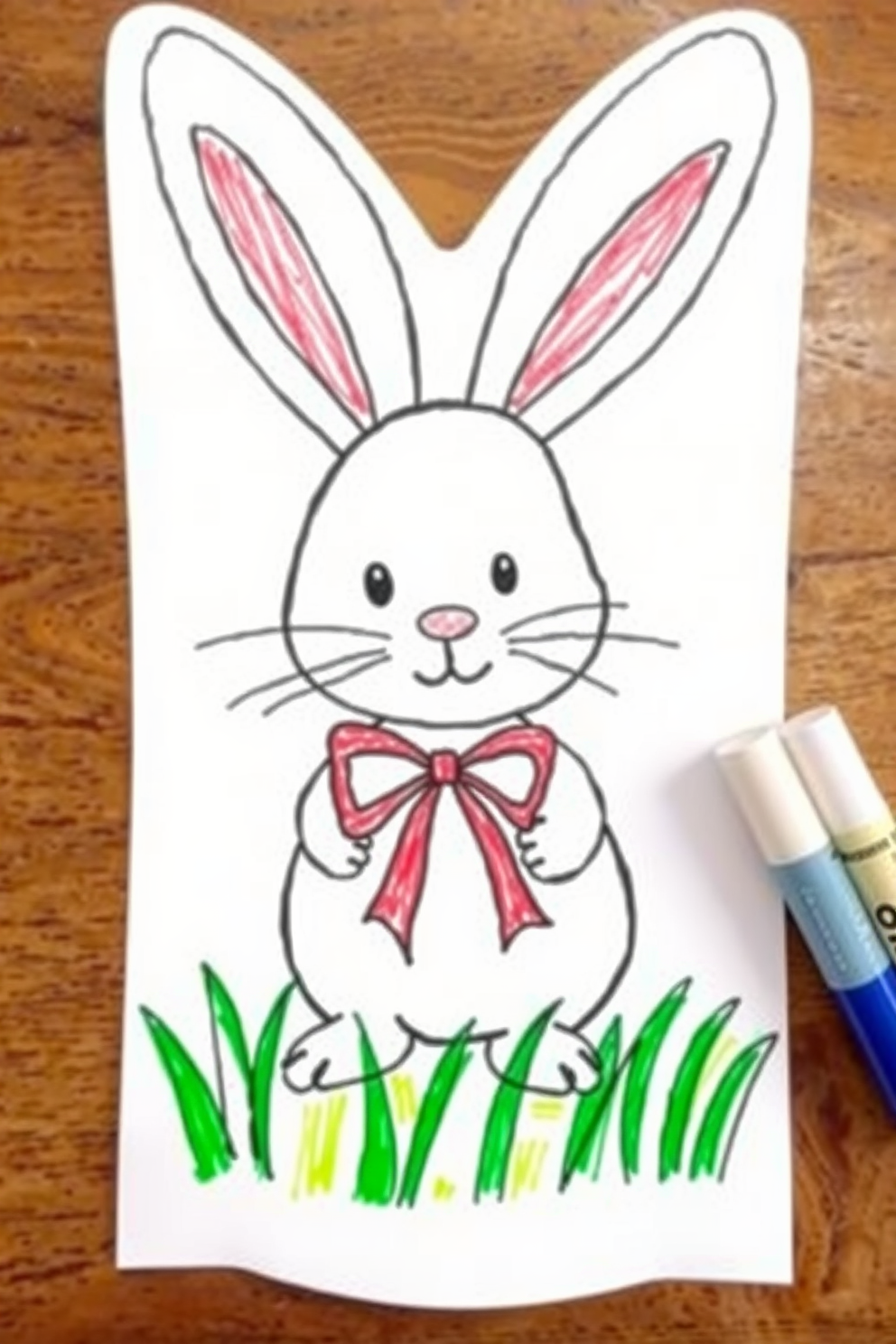 Easter Bunny with a Ribbon in its Ears Drawing