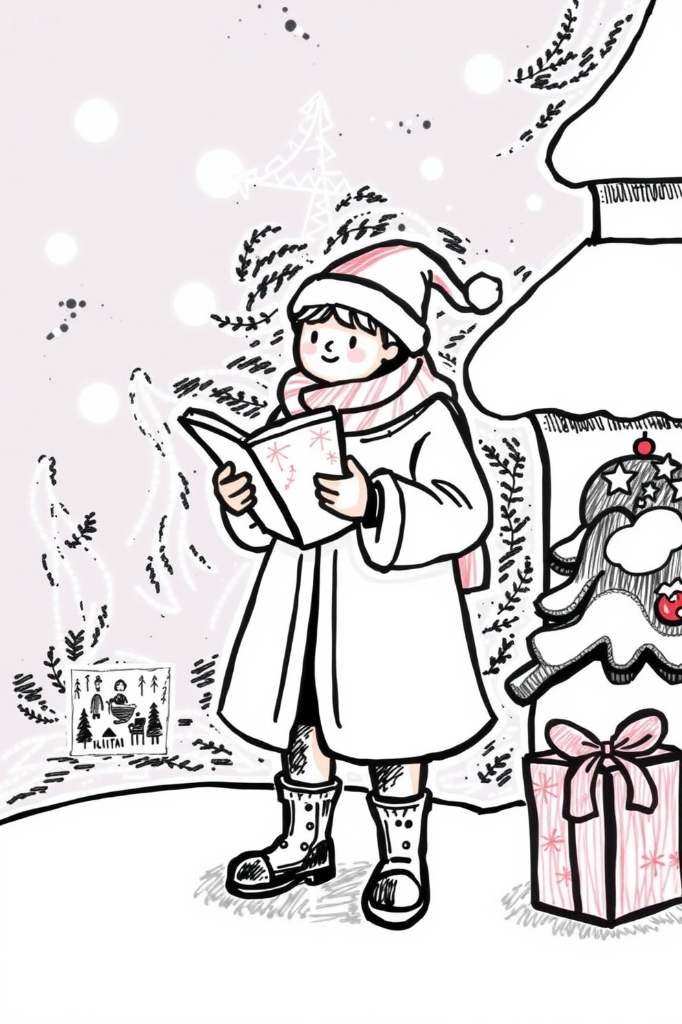 Easy Christmas Caroler Figure Drawing