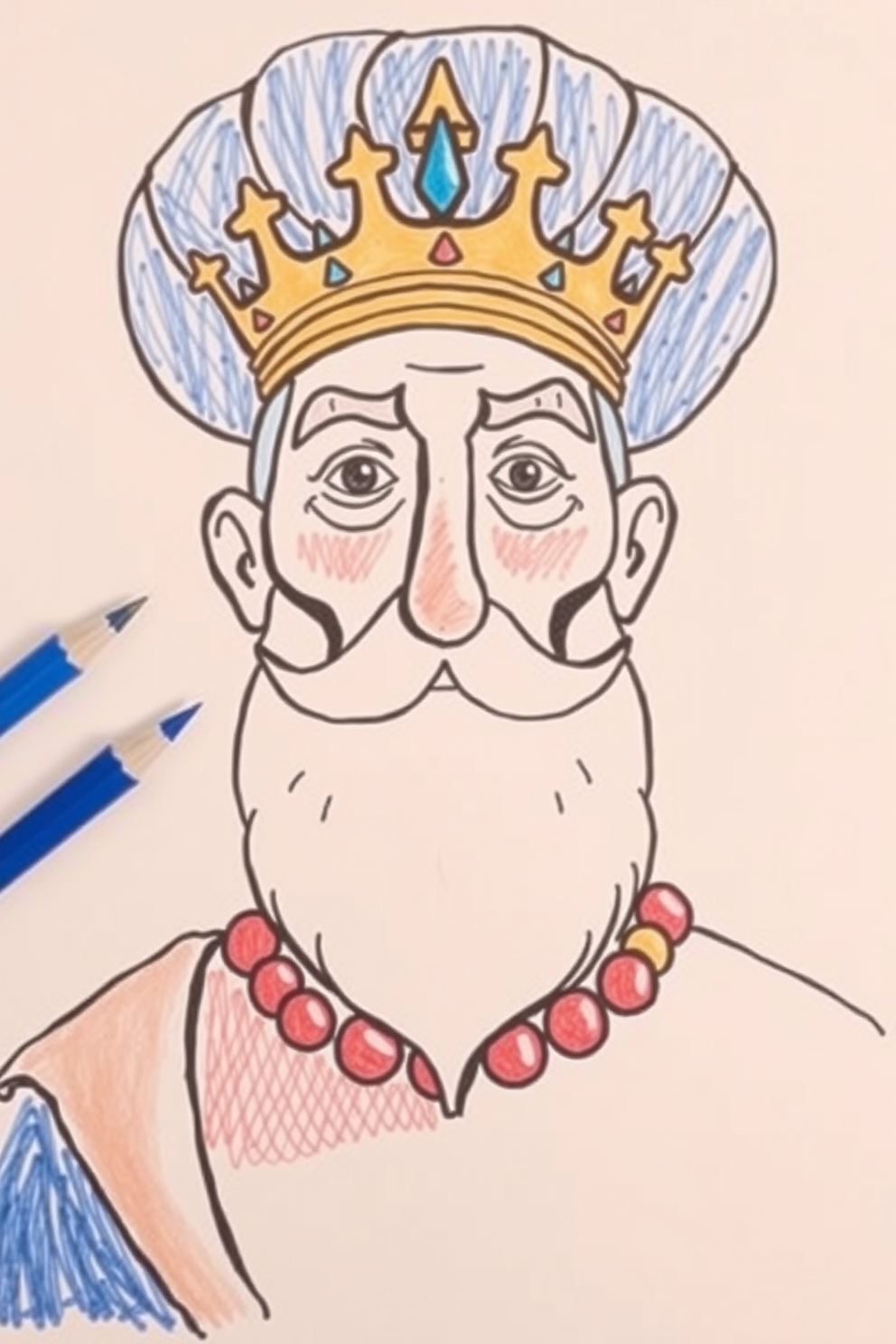 Easy Wise Man with Crown Drawing