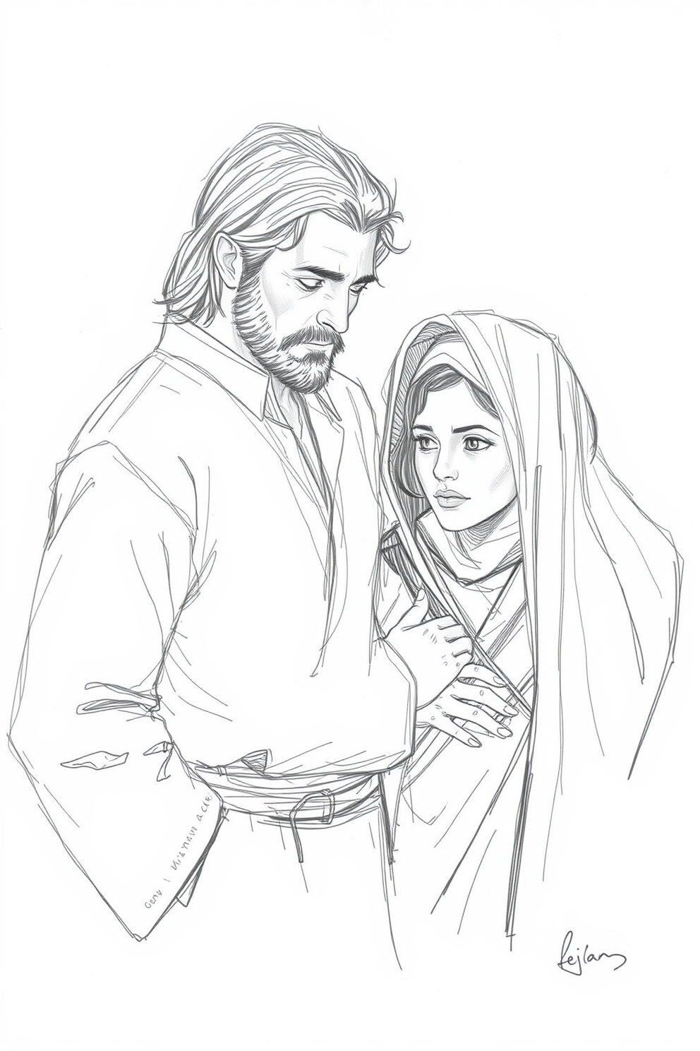 Elijah and the Widow Realistic Sketch Drawing
