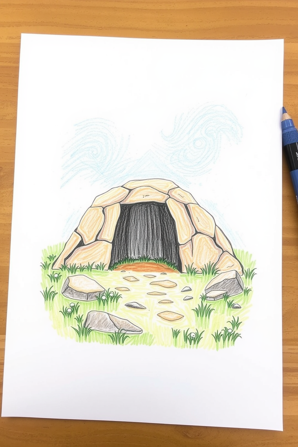 Empty Tomb in Nature Drawing