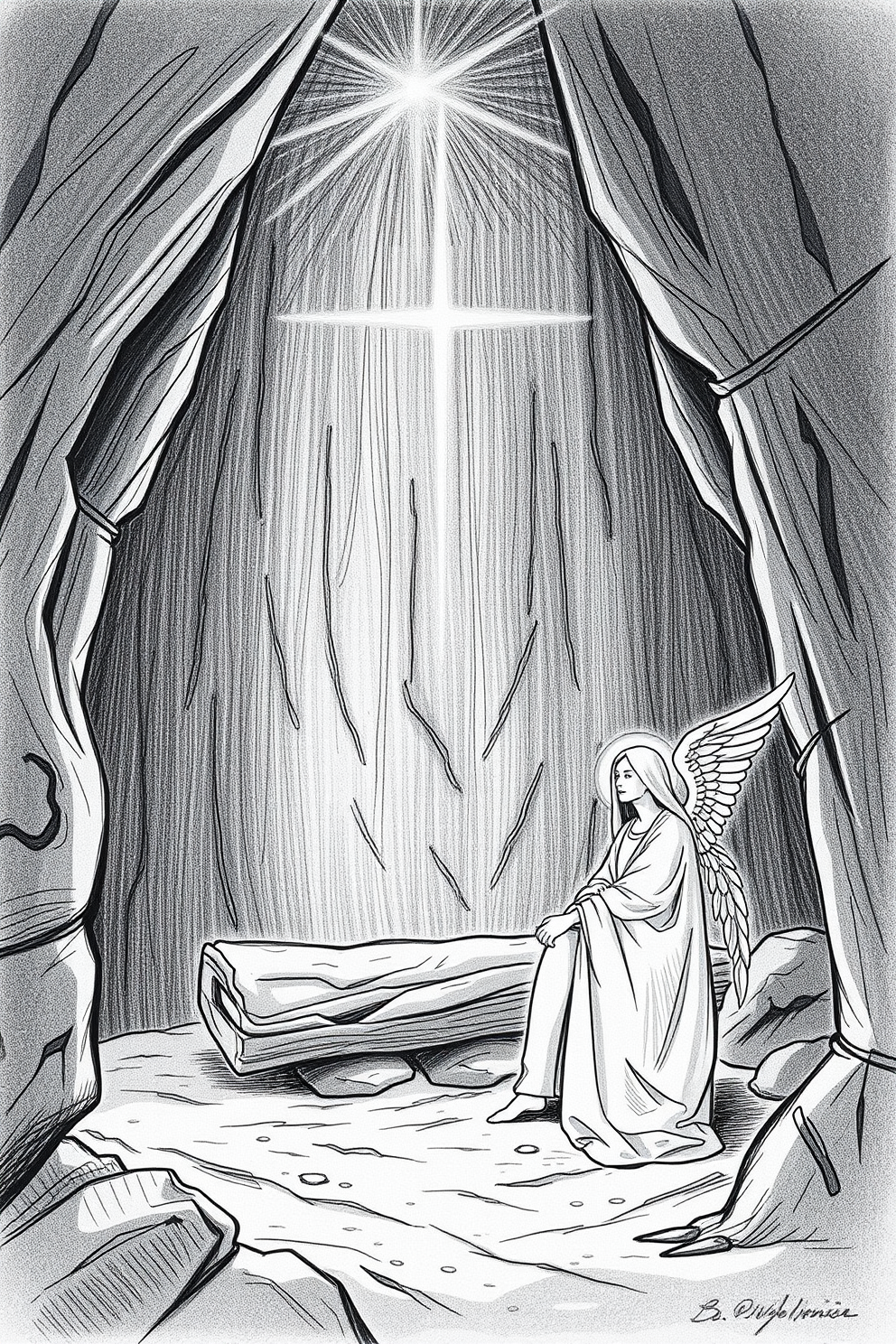 Empty Tomb with Angel Drawing