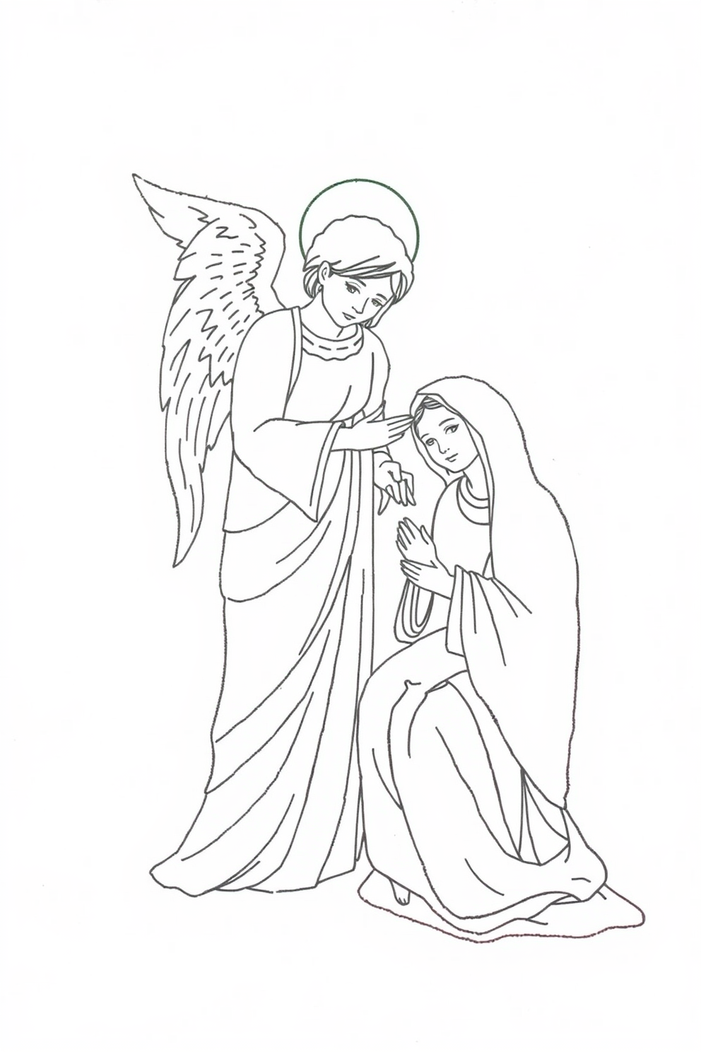 Gabriel Visit Mary Simple Line Drawing
