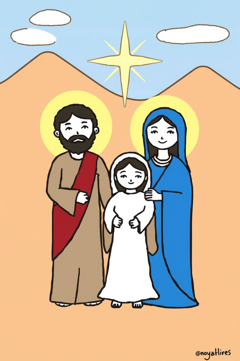 Holy Family Simple Drawing