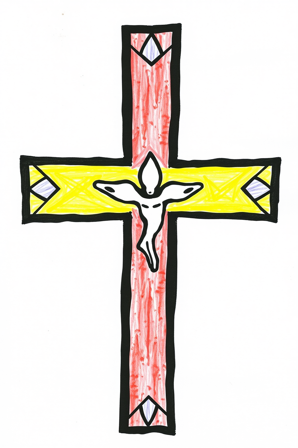 Holy Trinity Colorful Cross Drawing