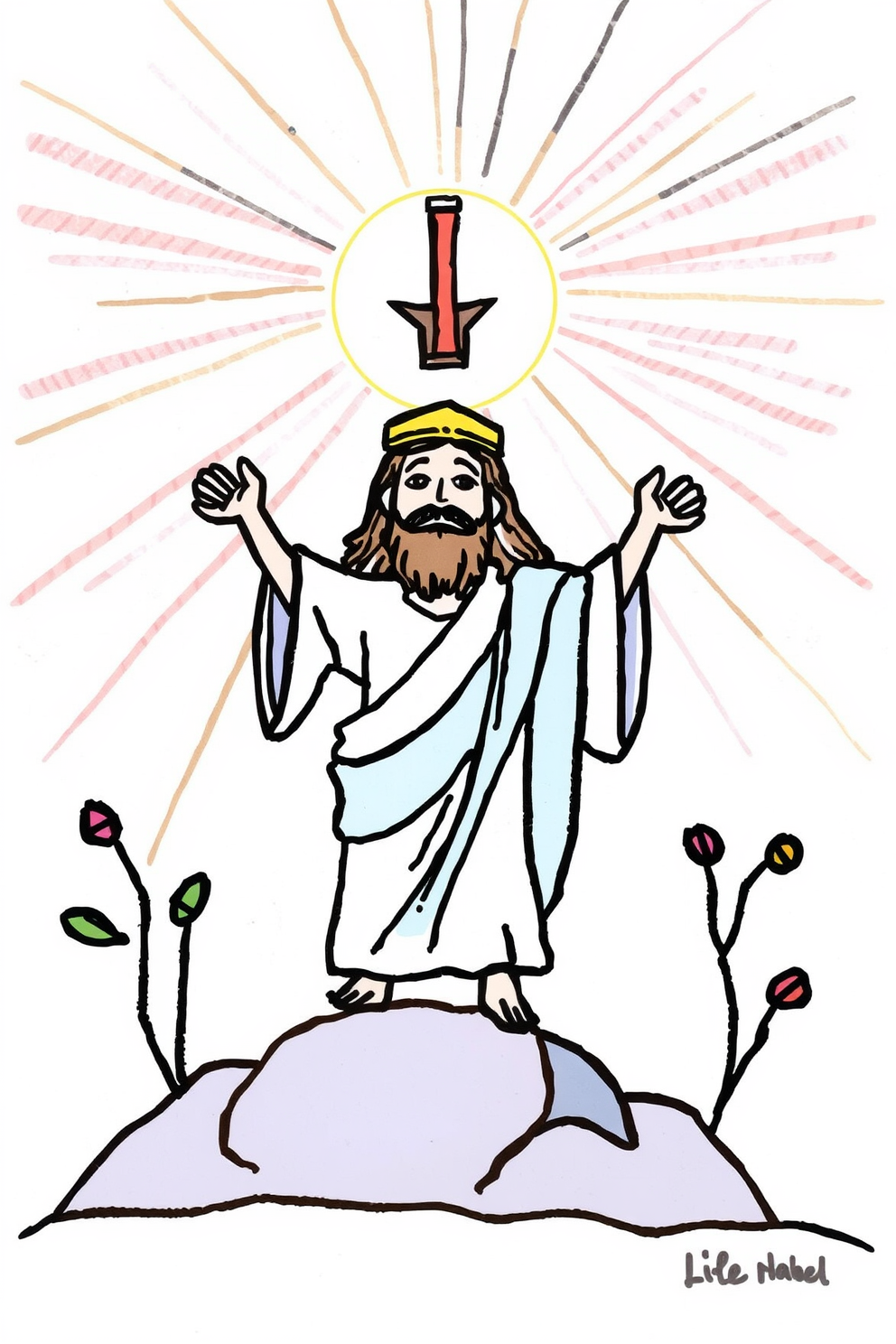 Jesus Ascension Cute Doodle Drawing