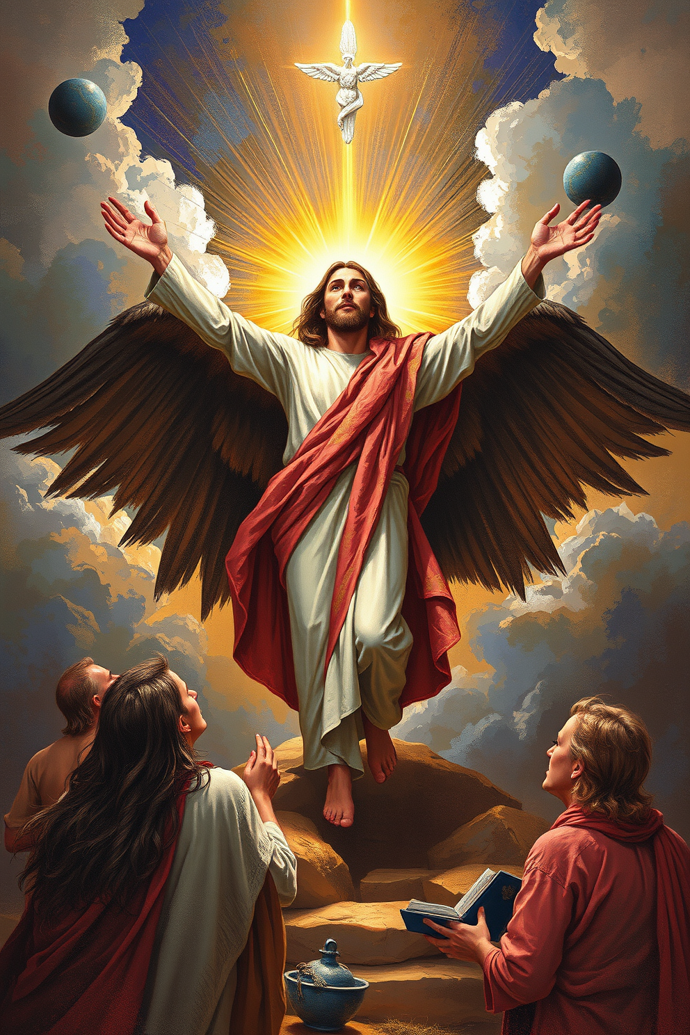 Jesus Ascension Realistic Palette Drawing