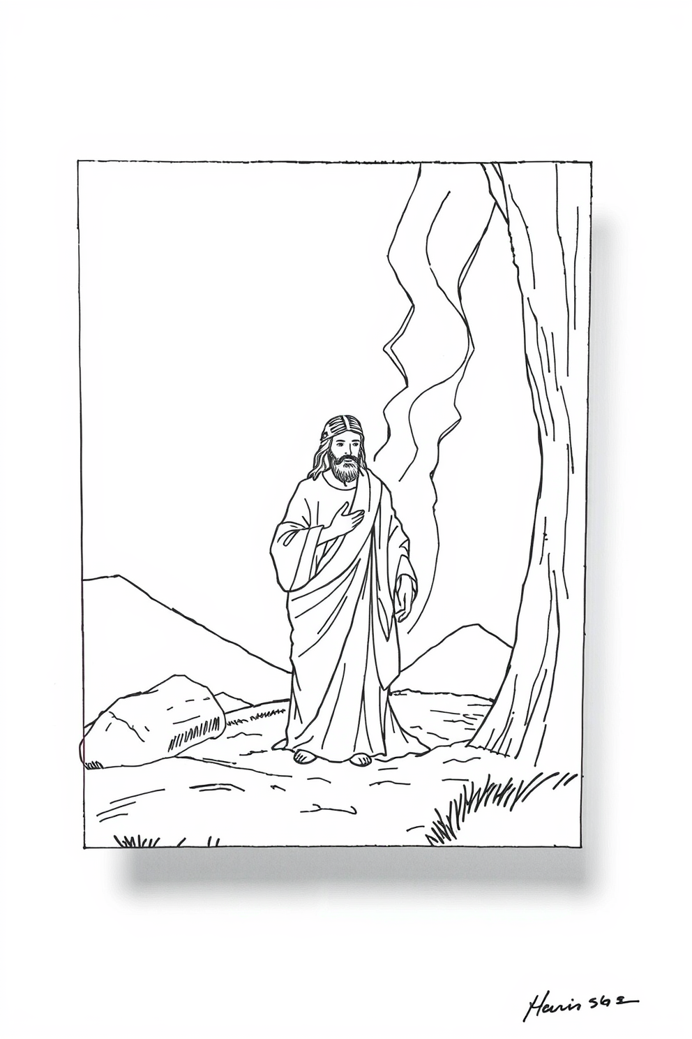 Jesus Calms the Storm Line Drawing