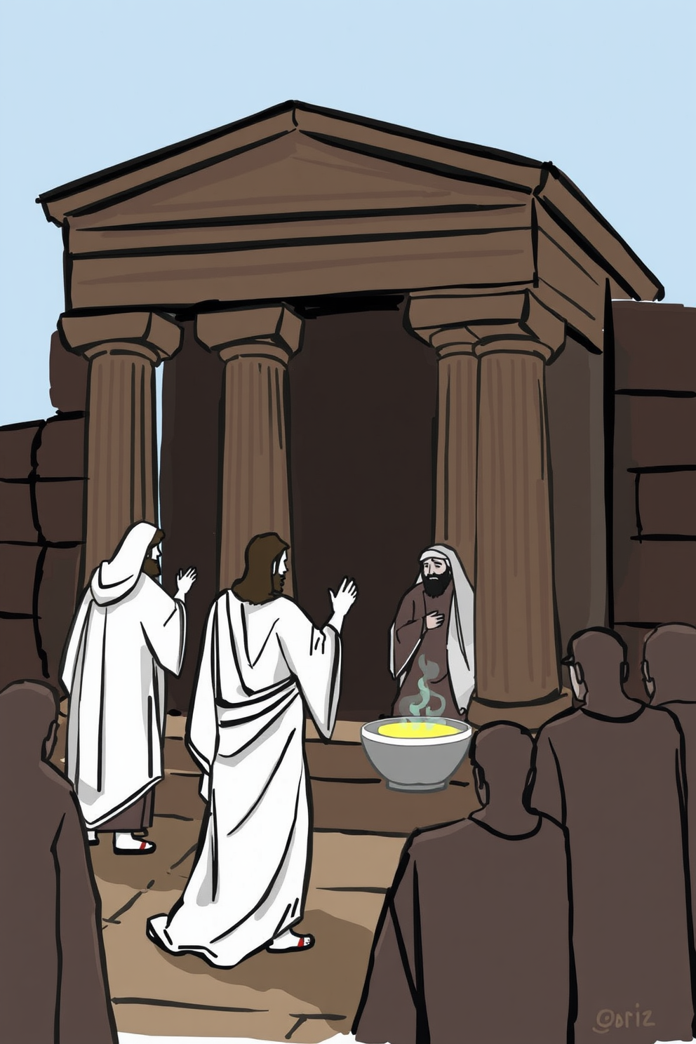 Jesus Cleanses the Temple Abstract Drawing