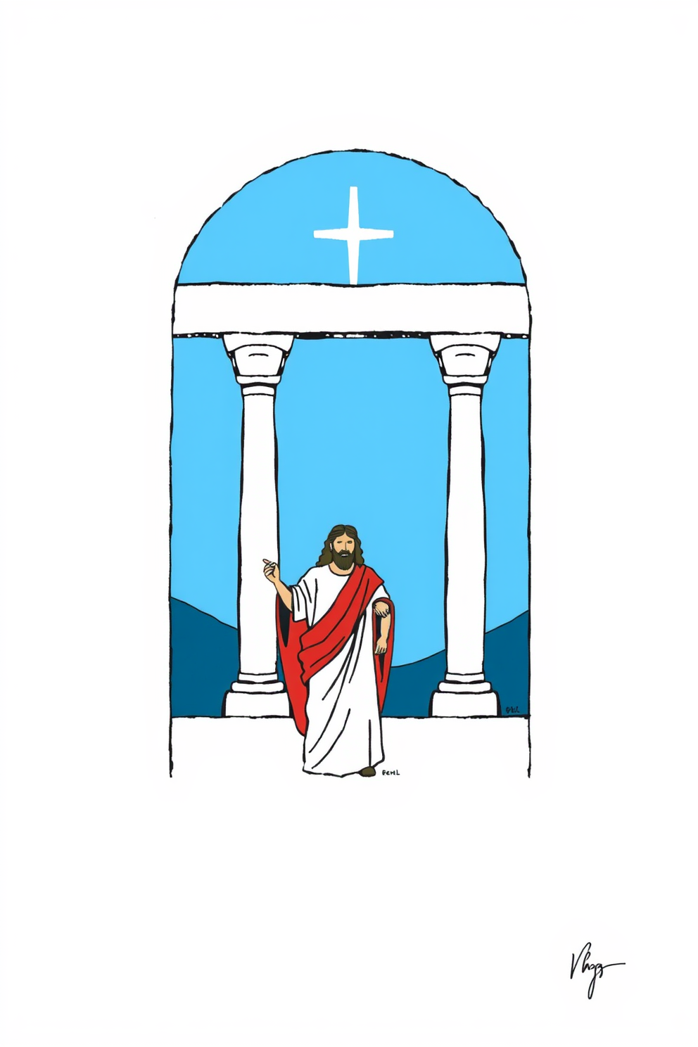 Jesus Cleanses the Temple Minimalist Drawing