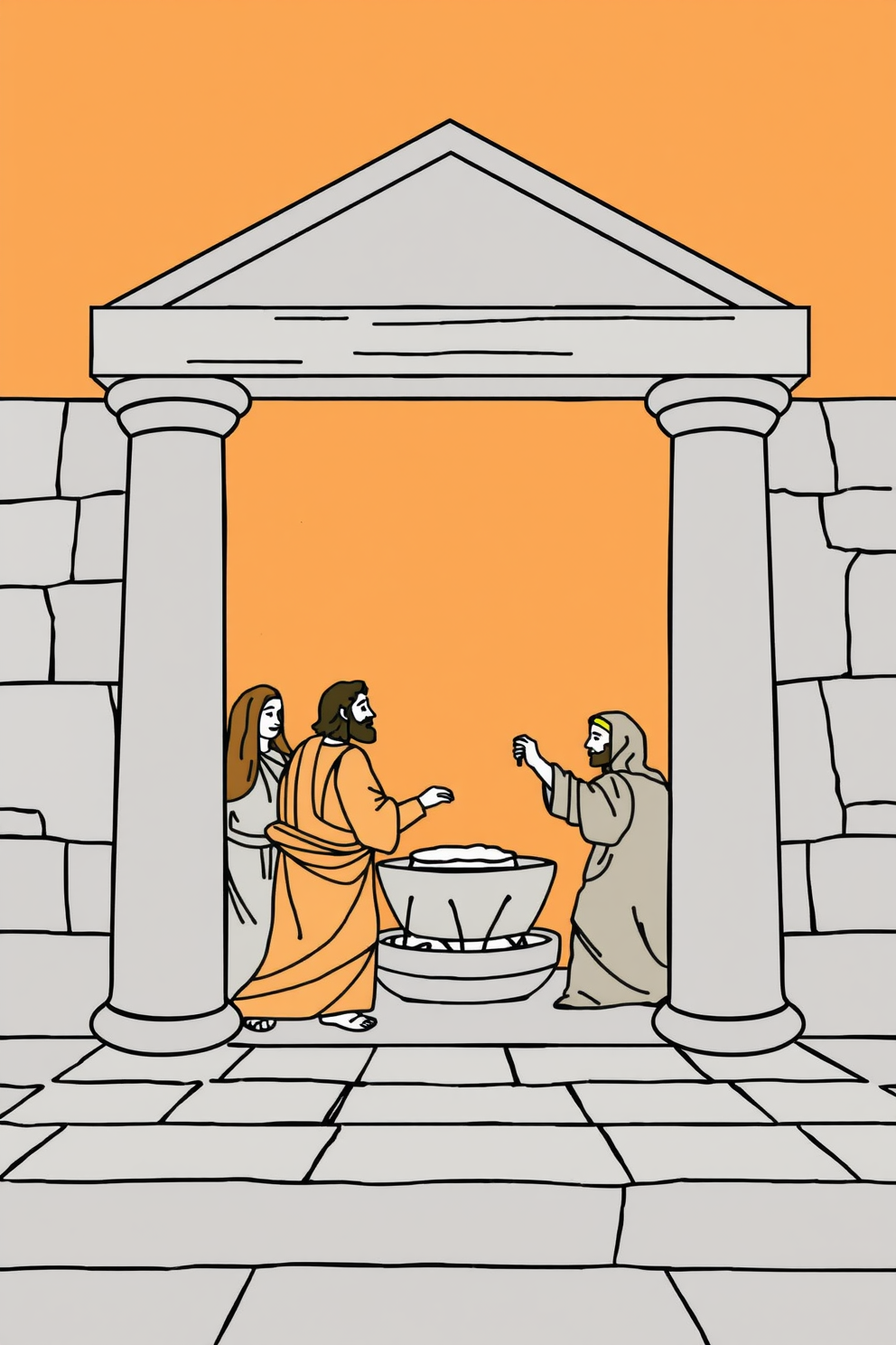Jesus Cleanses the Temple - Simple Line Drawing