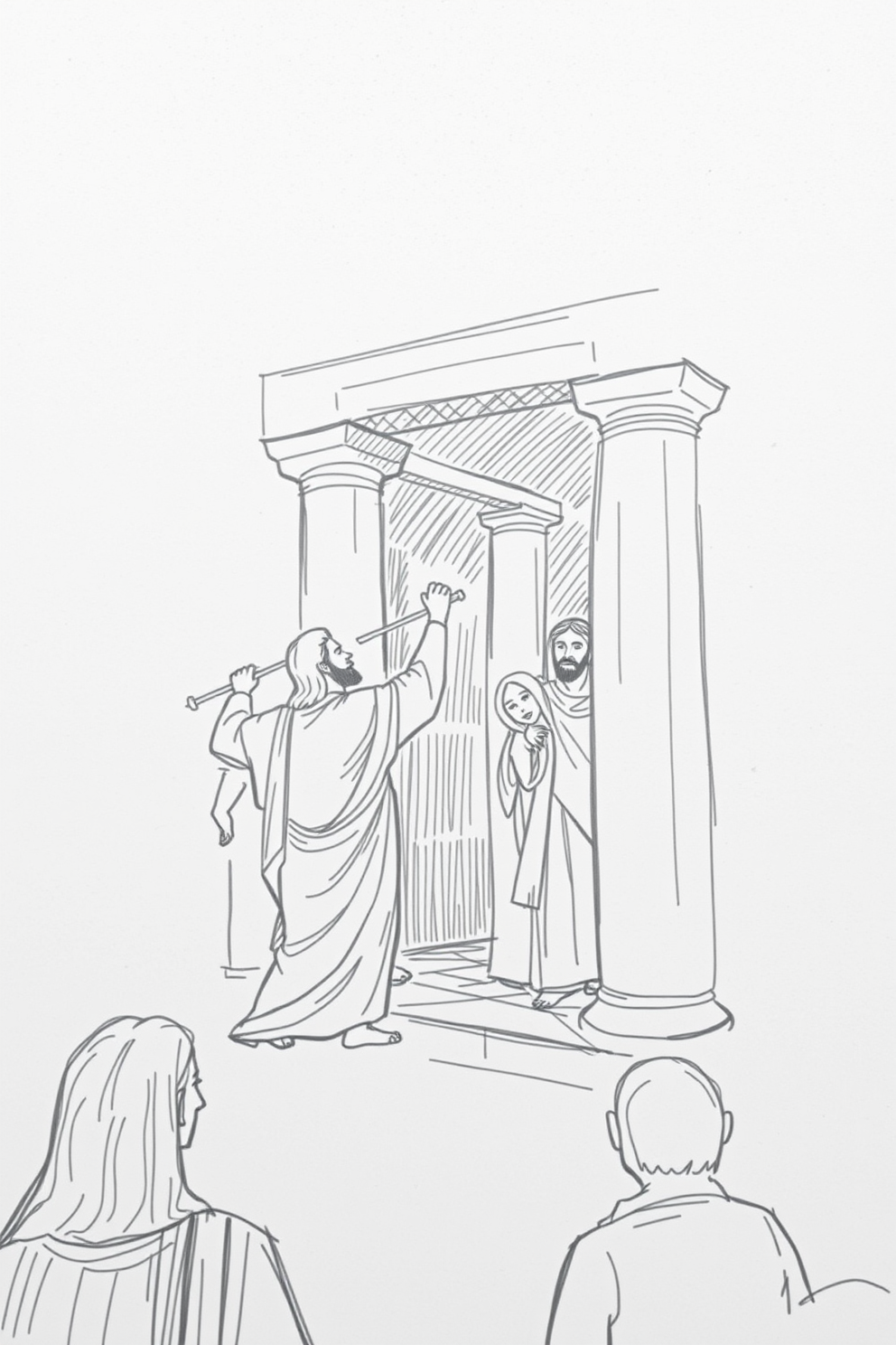 Jesus Cleanses the Temple Sketch Drawing