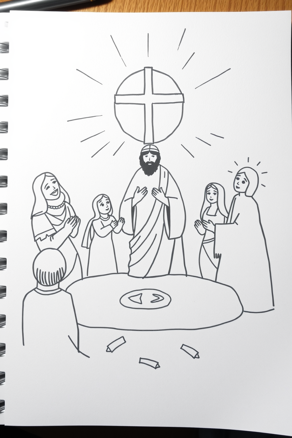 Jesus Feeds the 5000 Simple Doodle Drawing