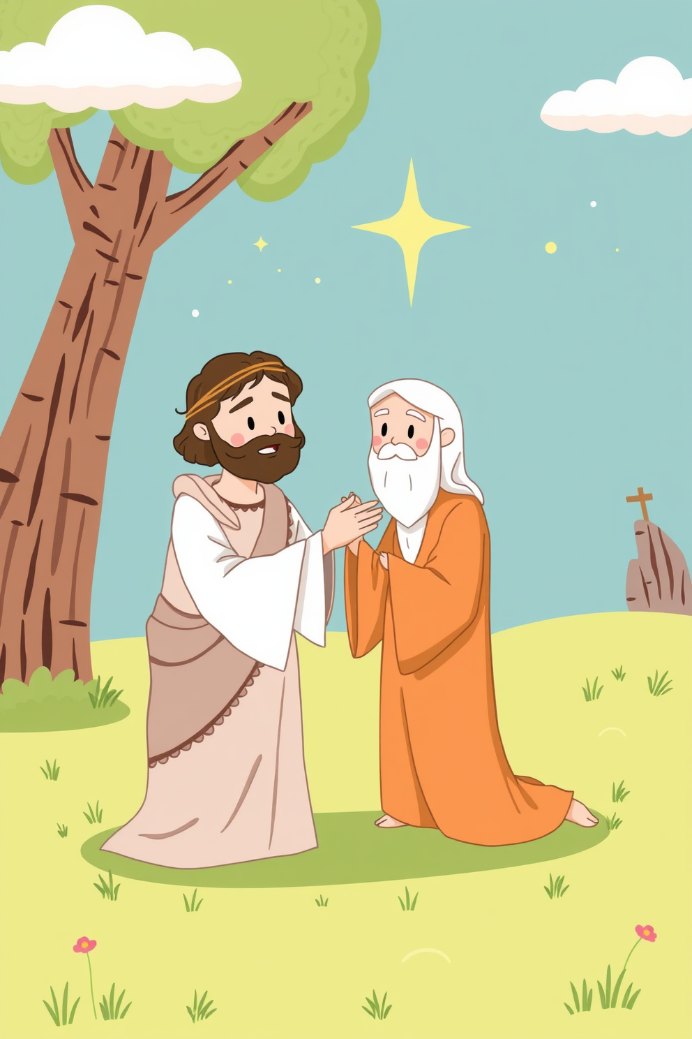 Jesus Forgives Peter Cute Cartoon
