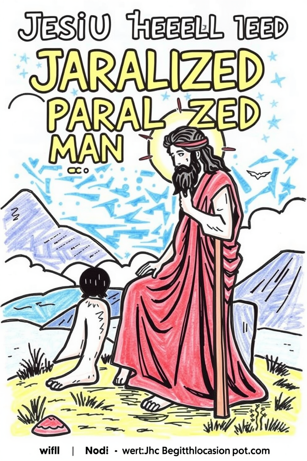 Jesus Healed the Paralyzed Man with Colorful Doodles