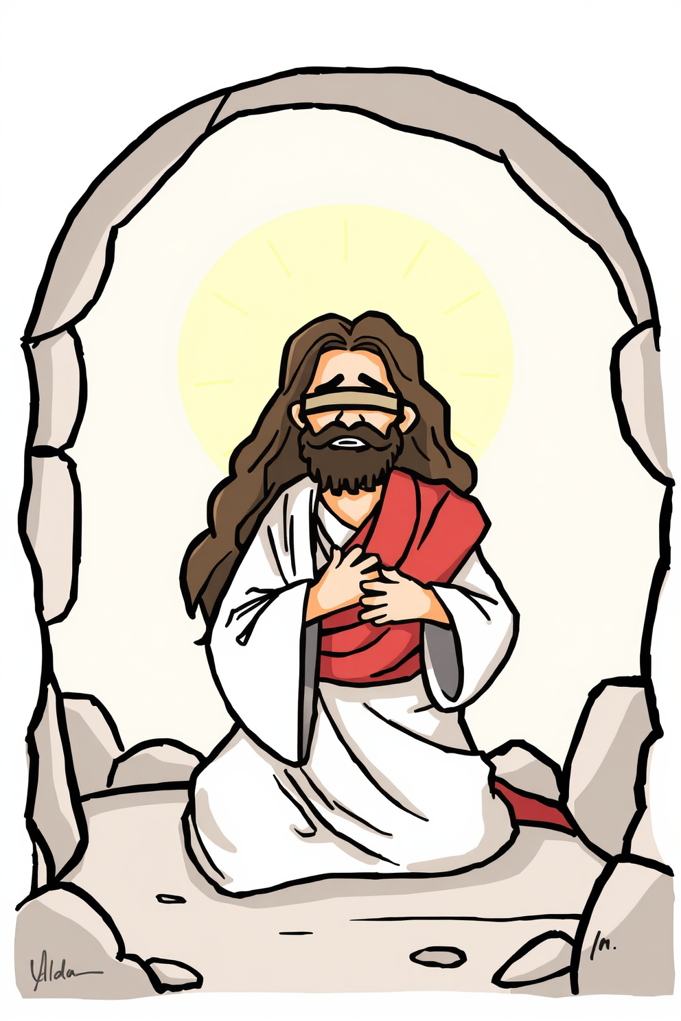 Jesus Heals the Blind Man - Easy Cartoon Style Drawing