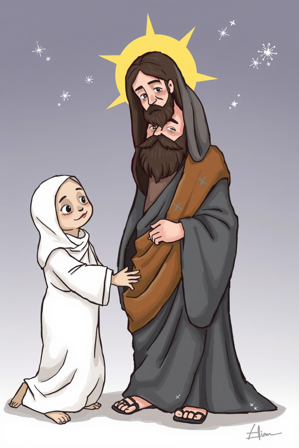 Jesus Heals the Leper - Cute Drawing