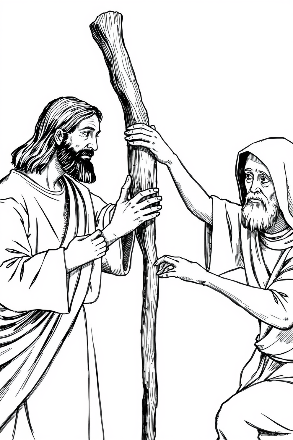 Jesus Heals the Leper Object with Hands Drawing