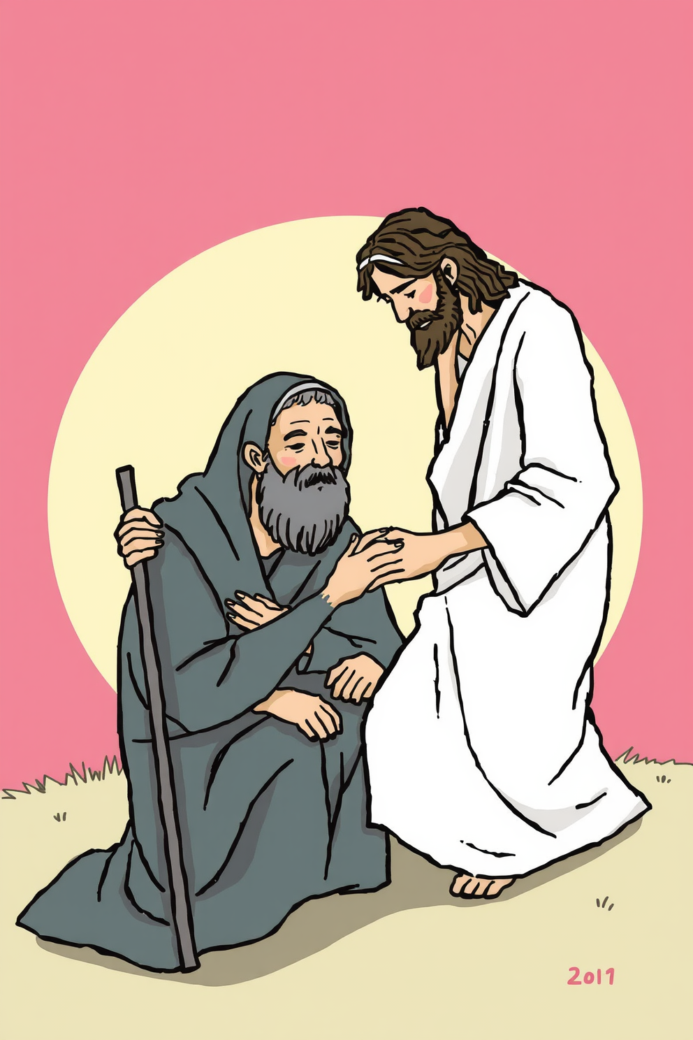 Jesus Heals the Leper - Simple Drawing