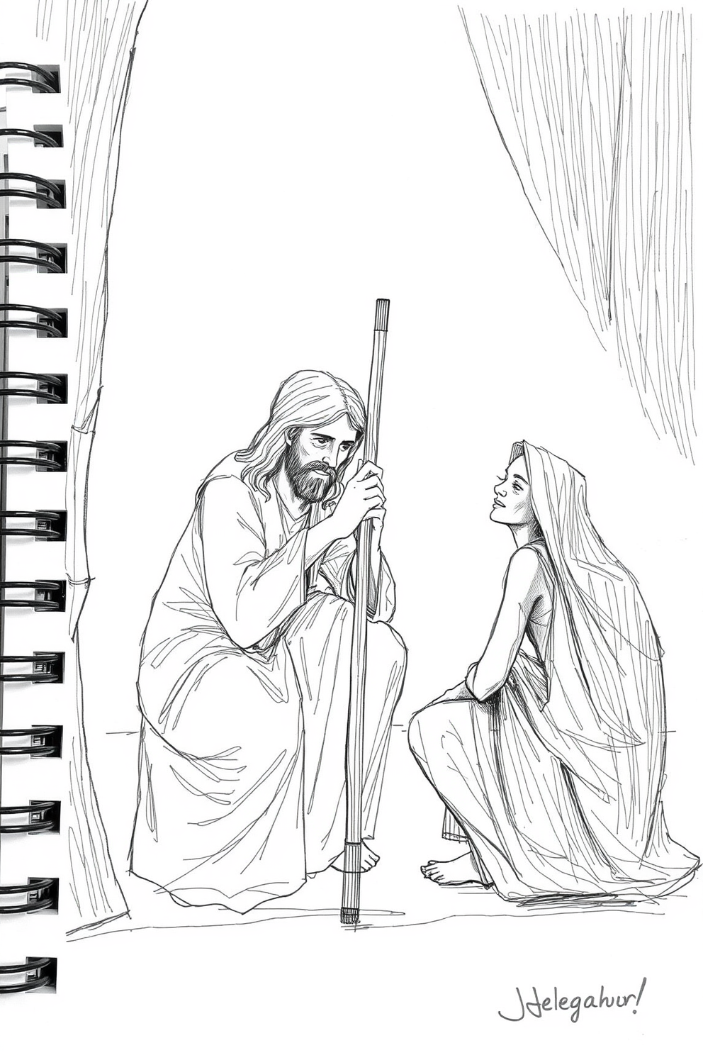 Jesus Heals the Leper - Sketch Drawing