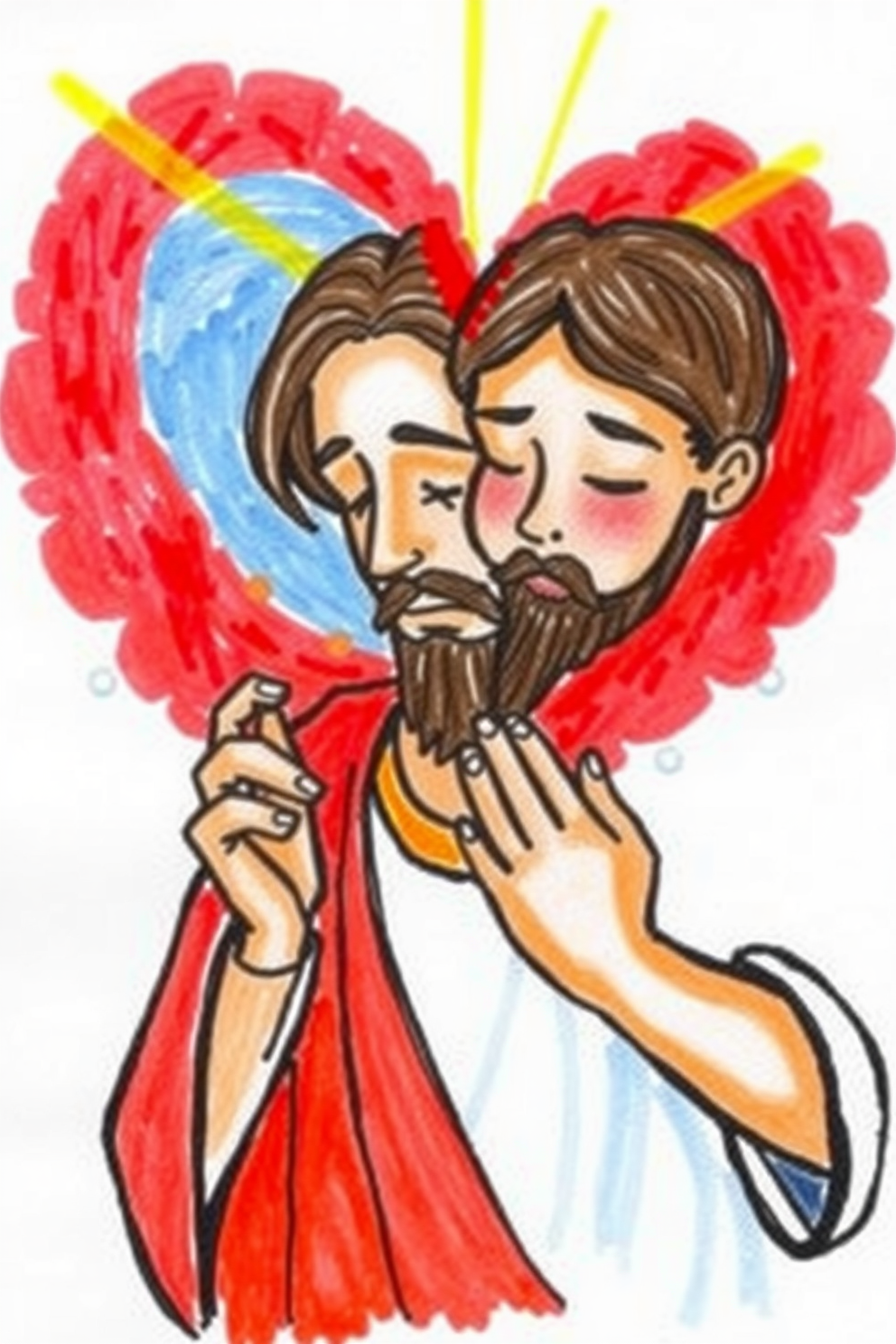 Jesus Praying Colorful Drawing