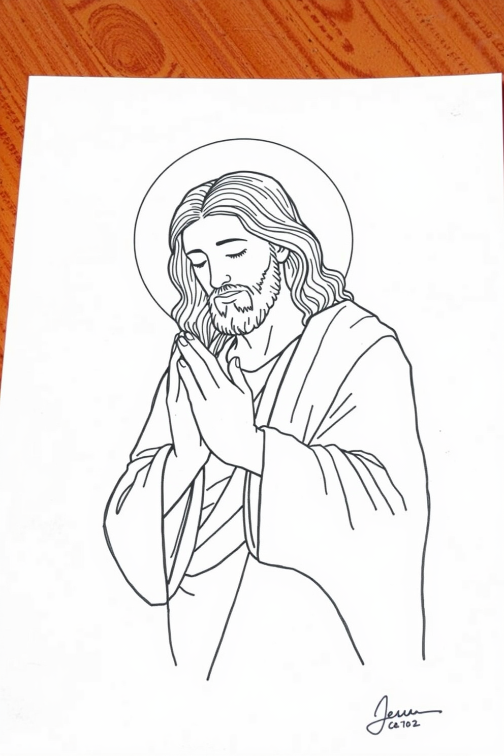 Jesus Praying Line Drawing