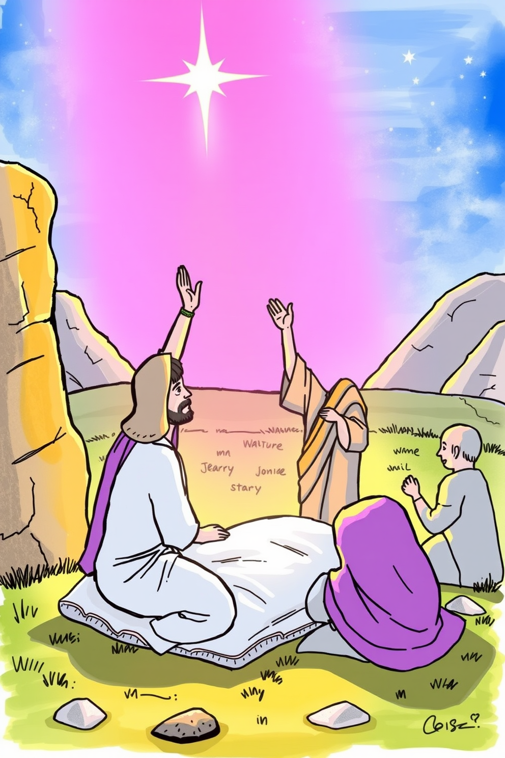 Jesus Raises Lazarus with a Light Glow Drawing