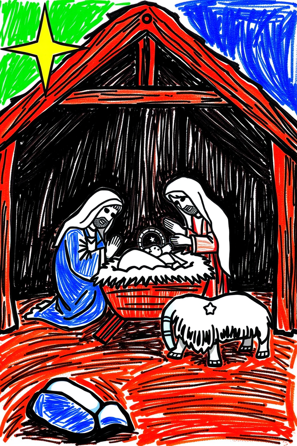 Jesus in a Manger Drawing